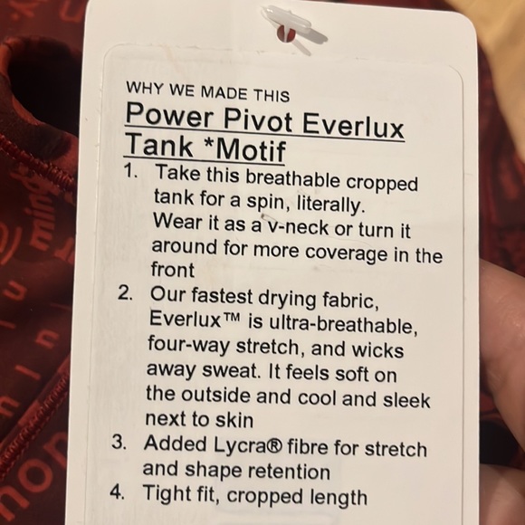 Lululemon Power Pivot Everlux Tank Top *Motif
Lululemon Ombre Red Multi - Picture 9 of 12